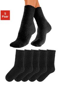 Lavana Damen Kuschelsocken, Gr. 35, schwarz, Polyester, Elasthan, unifarben, Socken, ideal als Hausschuhersatz