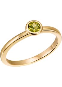 Firetti Damen Fingerring "Schmuck Geschenk Gold 375 Gold 585 Goldring Solitär", 58, Gelbgold 375, 1,8mm, grün, Gelbgold 375, Fingerringe, mit
