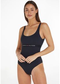 Damen Badeanzug "TH ONE PIECE", blau, casual, Gr. XL, Tommy Hilfiger Swimwear, unifarben, Polyamid, Elasthan, Badeanzüge, mit Tommy Hilfiger-Branding