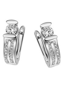 Firetti Damen Paar Creolen "Schmuck Geschenk Silber 925 Ohrschmuck Solitär-Optik glitzernd", Silber 925 (Sterlingsilber), silber, Silber 925