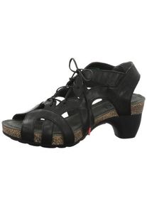 Think! THINK Damen Sandalette "Traudi", Gr. 36, schwarz, Leder, unifarben, elegant, Schuhe, Sommerschuh, Sandale, Trichterabsatz, mit Schnürung