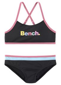 Bench. Kinder Bustier-Bikini, schwarz, Basic, Gr. 122, unifarben mit Farbeinsätzen, Polyamid, Bikini-Sets, mit bunten Details