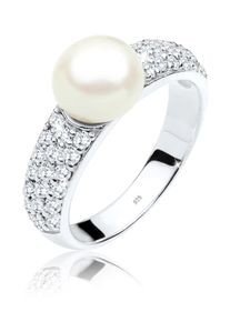 Elli Premium Damen Fingerring "Süßwasserzuchtperle Zirkonia 925er Silber", 52mm,mit Steinen, Silber 925 (Sterlingsilber), 4mm, silber, Silber 925