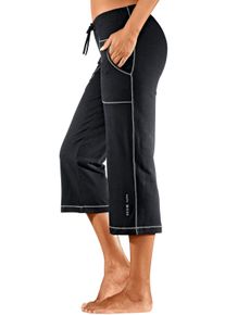 H.I.S. H.I.S Damen Caprihose, Gr. 40, schwarz, Strick, Obermaterial: 95% Baumwolle, 5% Elasthan, unifarben, casual, Hosen, mit geradem Bein, Loungeanzug