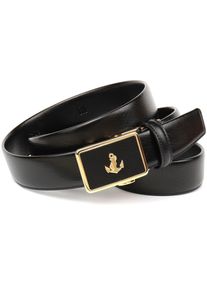Anthoni Crown Damen Ledergürtel, schwarz, elegant,klassisch, Gr. 110, unifarben, Leder, Gürtel, Ledergürtel mit goldfarbenem Anker-Logo