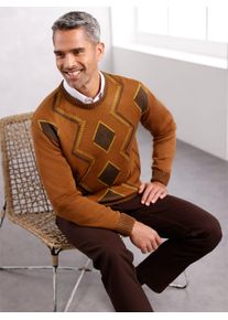 CLASSIC Herren Rundhalspullover "Rundhals-Pullover", braun, Gr. 52, gemustert, mehrfarbig, 100% Polyacryl, Pullover