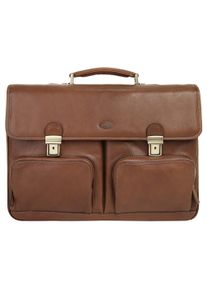Pike PIKÉ Damen Aktentasche, braun, Leder, glänzend, Taschen, echt Leder