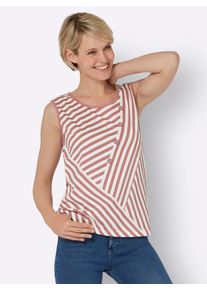 Classic Basics Damen Shirttop, rot, Gr. 50, gemustert, gestreift, 100% Baumwolle, Tops