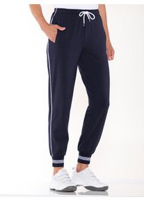Catamaran Damen Trainingshose, blau, Gr. 18, unifarben, gemustert, 60% Baumwolle, 35% Polyester, 5% Elasthan, Hosen