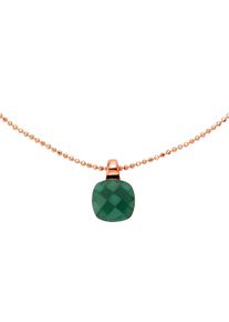 JAMELLI Damen Kette mit Anhänger "925 Silber rosé vergoldet Quarz grün (beh.)", 45cm, 2,67 ct, Silber 925 (Sterlingsilber), L: 45cm B: 15.0mm, rot,
