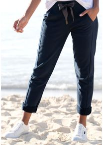 ELBSAND Damen Sweathose "Brinja", blau, casual, Gr. XL, unifarben, angeraute Sweatware, Obermaterial: 95% Baumwolle, 5% Elasthan, Hosen, mit