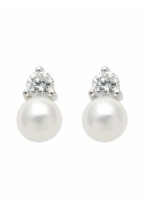 Adelia´s ADELIA ́S Damen Paar Ohrhänger "1 Paar 925 Silber Ohrringe / Ohrstecker mit Zirkonia Ø 5 mm", Damen, Silber 925 (Sterlingsilber), beige, Silber 925