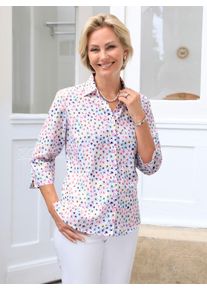 Classic Basics Damen Kurzarmbluse, rosa, Gr. 46, geblümt, gemustert, mehrfarbig, 100% Polyester, Blusen