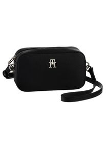 Tommy Hilfiger Damen Mini Bag "TH EMBLEM CAMERA BAG", schwarz, Polyurethan, unifarben, Strukturmuster, Taschen, mit TH-Emblem vorne