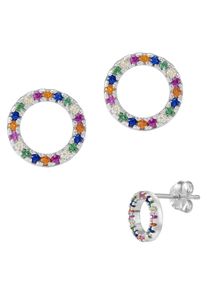 Firetti Mädchen Paar Ohrstecker "Schmuck Geschenk Silber 925 Ohrschmuc Glitzer Regenbogen", Silber 925 (Sterlingsilber), bunt, Silber 925