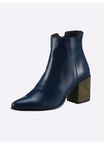 Heine Damen Stiefelette, Gr. 37, blau, Leder, Glattleder, modisch, Schuhe