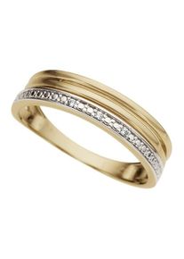 Firetti Damen Diamantring "Schmuck Geschenk Gold 333 Bicolor in mehrreihiger Stäbchen-Optik", 19, 0,015 ct P2 = erkennbare Einschlüsse, Gelbgold