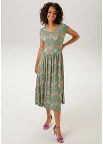 Aniston CASUAL Damen Sommerkleid, bunt, modisch, Gr. 44, bedruckt, geblümt, Paisley, Single Jersey, Obermaterial: 95% Viskose, 5% Elasthan, Kleider,