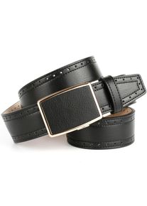 Anthoni Crown Damen Ledergürtel, schwarz, Gr. 85, unifarben, Leder, Gürtel, mit goldfarbener Automatik-Schließe, helle Rückseite
