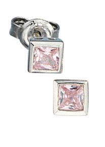 Jobo Damen Paar Ohrstecker "Quadratische Ohrhänger mit Zirkonia", Silber 925 (Sterlingsilber), silber, Silber 925 (Sterlingsilber), Ohrringe, 925