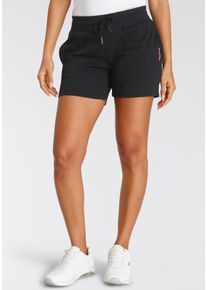 Kangaroos Damen Sweatshorts, schwarz, casual, Gr. 38, unifarben, kontrastfarbene Details, Interlock, Obermaterial: 100% Baumwolle, Hosen, zum