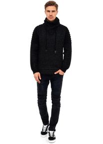 Rusty Neal Herren Strickpullover, schwarz, casual, Gr. XL, unifarben, 70% Polyacryl, 30% Baumwolle, Pullover, mit hochabschließendem Kragen