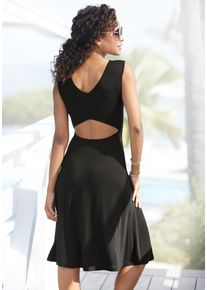 Lascana Damen Jerseykleid, schwarz, modisch, Gr. 34, unifarben, Jersey, Obermaterial: 100% Viskose, Kleider, mit Rückenausschnitt, Sommerkleid mit