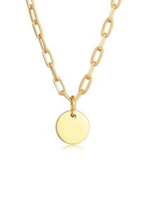 Elli Damen Kette mit Anhänger "Plättchen Coin Gliederkette Trend 925 Silber", 45, ohne Stein, Silber 925 (Sterlingsilber), L: 45cm, gold, Silber 925