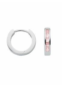 Adelia´s ADELIA ́S Damen Paar Ohrhänger "1 Paar 925 Silber Ohrringe / Creolen mit Zirkonia Ø 14,3 mm", Damen, Silber 925 (Sterlingsilber), bunt, Silber 925