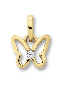 ONE ELEMENT Mädchen Ketten-Anhänger "Zirkonia Schmetterling Anhänger aus 333 Gelbgold", Damen, Gelbgold 333, gold, Gelbgold 333, Schmuckanhänger,