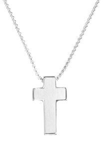 s.Oliver JUNIOR Jungen Kette mit Anhänger "Halskette Kreuz, 2035539", Edelstahl, L: 43cm, silber, Edelstahl, Halsketten