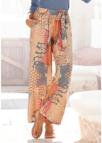 Buffalo Damen Palazzohose, bunt, modisch, Gr. 36, bedruckt, Web, Obermaterial: 100% Viskose, Hosen, mit Animalprint und elastischem Bund,