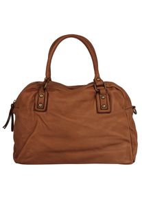 Samantha Look Damen Shopper, braun, Leder, unifarben, leicht glänzend, Taschen, echt Leder, Made in Italy