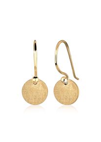 Elli Damen Paar Ohrhänger "Ohrhänge Plättchen Kreis Matt 925 Silber", OneSize, ohne Stein, Silber 925 (Sterlingsilber), gold, Silber 925