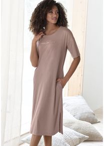 Vivance Dreams Damen Nachthemd, Gr. 32, lila, Single Jersey, Obermaterial: 100% Baumwolle, unifarben, casual, Kleider, mit schönem Foildruck