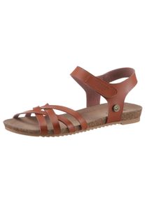 Mustang Shoes Damen Riemchensandale, Gr. 38, braun, Lederimitat, unifarben, klassisch, Schuhe, Sommerschuh, Sandalette, Klettschuh, mit
