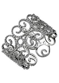 Jobo Damen Fingerring, 58, Silber 925 (Sterlingsilber), silber, Silber 925 (Sterlingsilber), Fingerringe, offen 925 Silber mit 10 Zirkonia