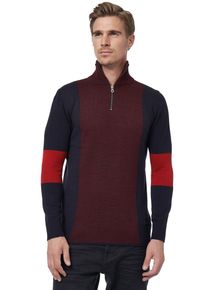 Rusty Neal Herren Strickpullover, rot, casual, Gr. M, mehrfarbig, 50% Polyacryl, 50% Baumwolle, Pullover, mit bequemen Half-Zip