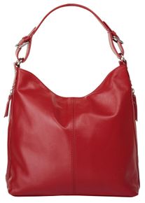 Samantha Look Damen Henkeltasche, rot, Leder, glänzend, Taschen, echt Leder, Made in Italy
