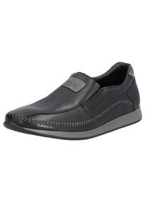 Rieker Herren Slipper, Gr. 43, schwarz, Leder, casual, Schuhe, Mokassin, Loafer, Komfortschuh mit aufwendiger Rahmennaht