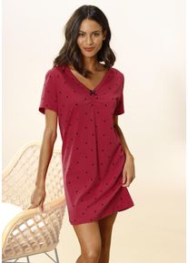 Vivance Dreams Damen Nachthemd, Gr. 32, rot, Single Jersey, Obermaterial: 100% Baumwolle, gemustert, feminin, Kleider, mit Herzchen-Druck