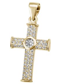 Firetti Damen Ketten-Anhänger "Schmuck Geschenk Silber 925 Halsschmuck Anhänger Kreuz", Silber 925 (Sterlingsilber), 1,60 g, gold, Silber 925