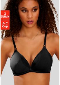 Petite Fleur Damen Soft-BH, Gr. 70, schwarz, Jersey, Obermaterial: 93% Baumwolle, 7% Elasthan, Basic, BHs, ohne Bügel, im Triangel Schnitt