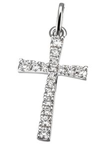 Firetti Damen Kreuz-Anhänger "Schmuck Geschenk Gold 375 Halsschmuck Anhänger Halskette Kreuz", Weißgold 375, 0,55 g, weiß, Weißgold 375,