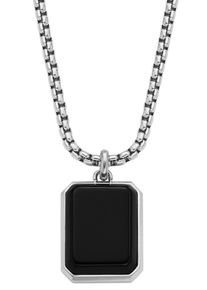 Fossil Damen Kette mit Anhänger "JEWELRY ALL STACKED UP, JF04601040", Edelstahl, schwarz, Edelstahl, Halsketten, mit Agate