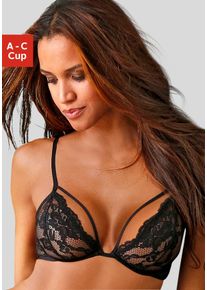 Lascana Damen Bügel-BH, Gr. 75, schwarz, Spitze, Obermaterial: 88% Polyamid, 12% Elasthan, sexy, BHs, aus Spitze und Zierbänder, sexy Dessous,