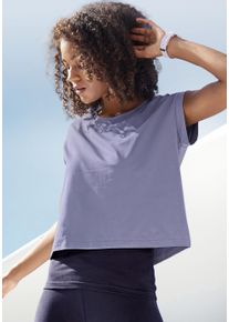 active by Lascana LASCANA ACTIVE Damen 2-in-1-Shirt, blau, sportlich, Gr. XS, Single Jersey, Obermaterial: 75% Polyester, 20% Viskose, 5% Elasthan, Shirts, Sportshirt