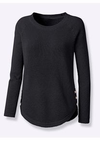Casual Looks Damen Rundhalspullover "Pullover", schwarz, Gr. 38, unifarben, gemustert, 50% Baumwolle, 50% Polyacryl, Pullover