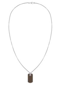 Tommy Hilfiger Herren Kette mit Anhänger "Schmuck Edelstahl Halsschmuck Venezianerkette", Edelstahl-Leder, L: 61cm B: 2mm, weiß, Edelstahl, Leder,