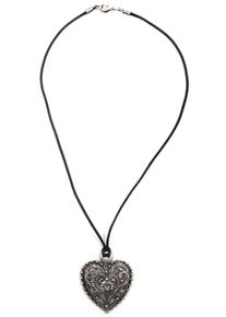 Firetti Damen Kette mit Anhänger "Herz, groß, liebevoll", Metall-Polyester, L: 49cm, schwarz, Metall, Polyester, Halsketten